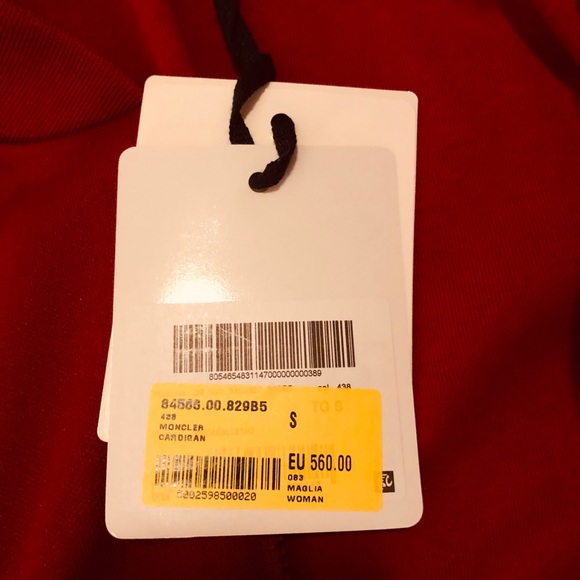 NWT Moncler maglia jacket in red size small - Picture 4 of 6